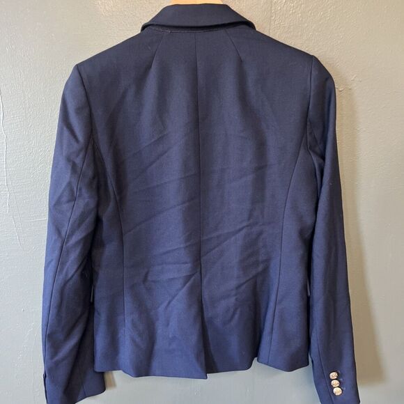 J Crew Blazer Womens 6 Wool Schoolboy Career Classic Nautical Minimalist Blue - Picture 4 of 4